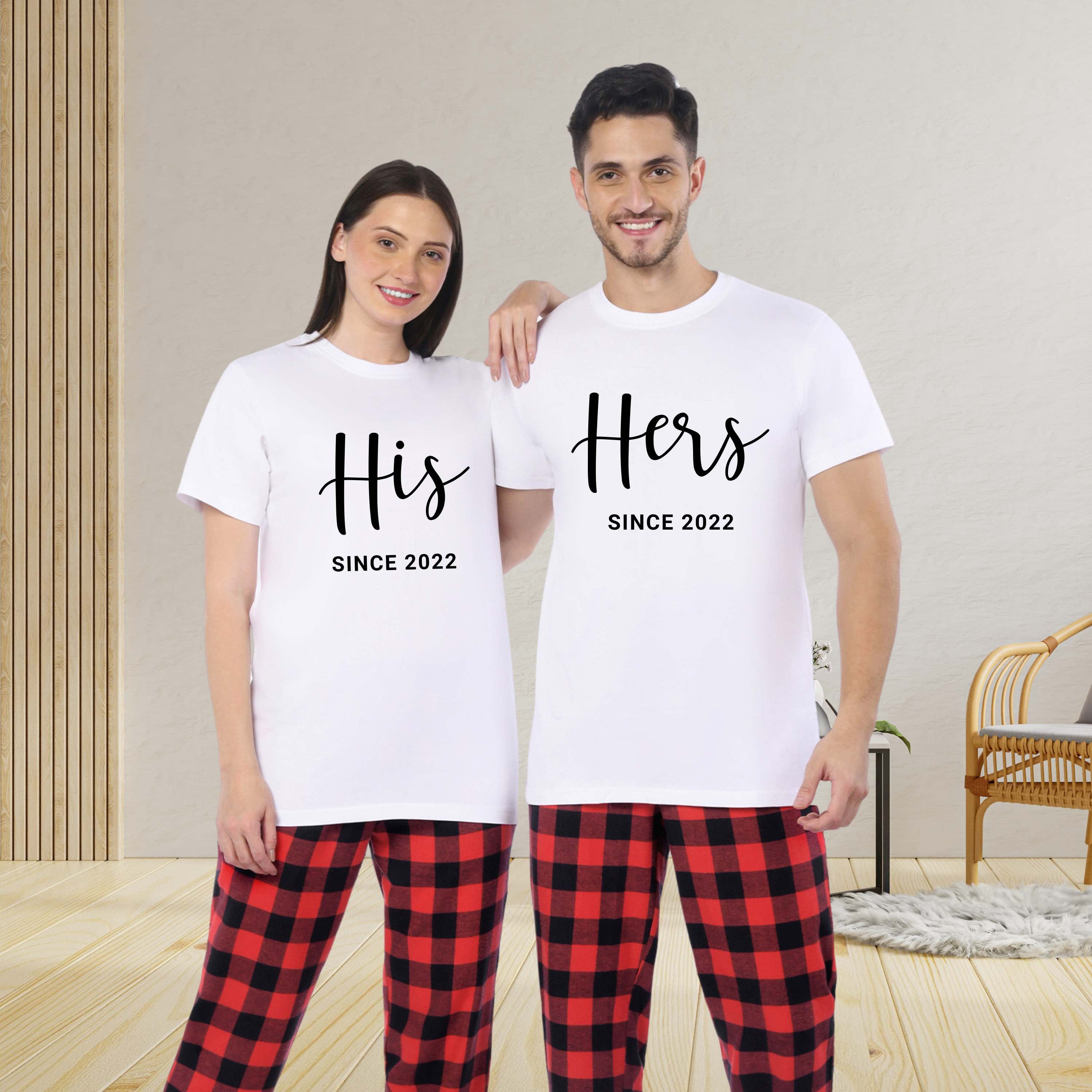 matching dress shirts for couples Couples Matching White T-Shirt with Pants