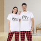 Couples Matching White T-Shirt with Red Pants - Mr Mrs