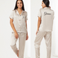 Luxe Satin Pajama Set - Short Sleeves Shirt with Pants