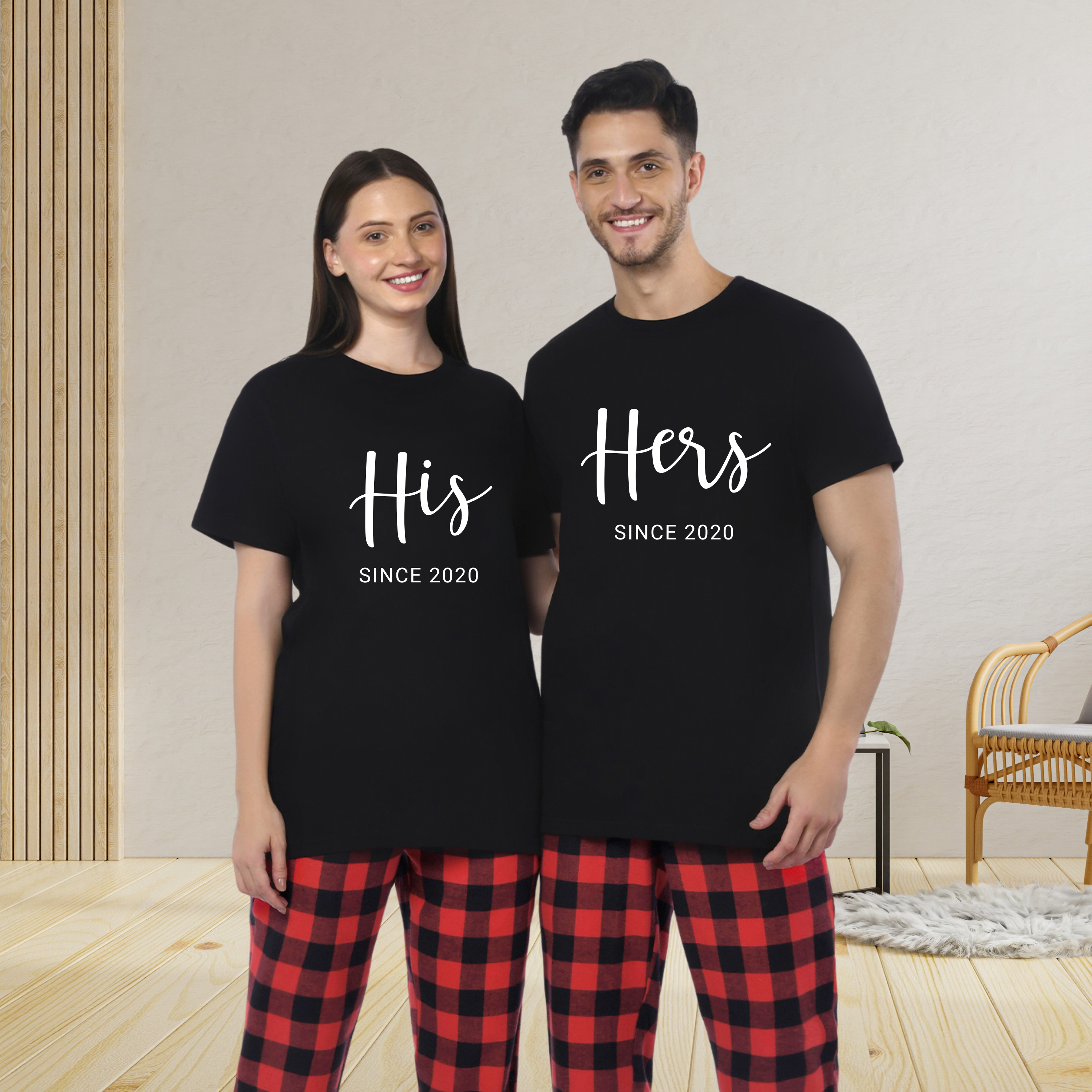 Couples Matching Black T-Shirt with Pants - His Her – Blush Brides Co.