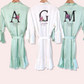 Luxe Satin Robe with Ruffles - Floral Monogram Edit