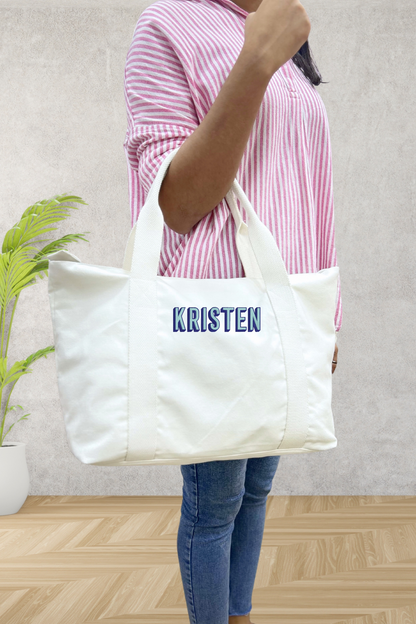 Personalized Tote Bag with Shadow Font