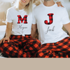 Christmas Pajama Set - White T-Shirt with Red Checks Pants