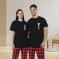 Couples Matching Black T-Shirt with Red Pants - King Queen