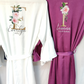 Luxe Satin Robe with Ruffles - Floral Monogram Edit