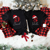 Christmas Pajama Set - Black T-Shirt with Red Checks Pants